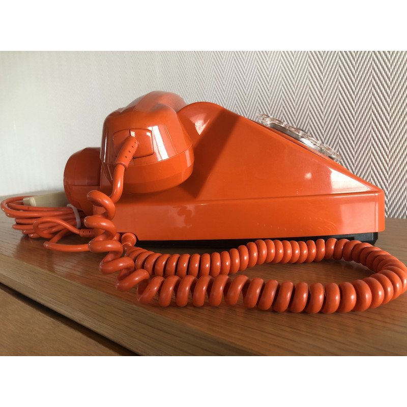 Téléphone vintage Socotel orange à cadran, 1977