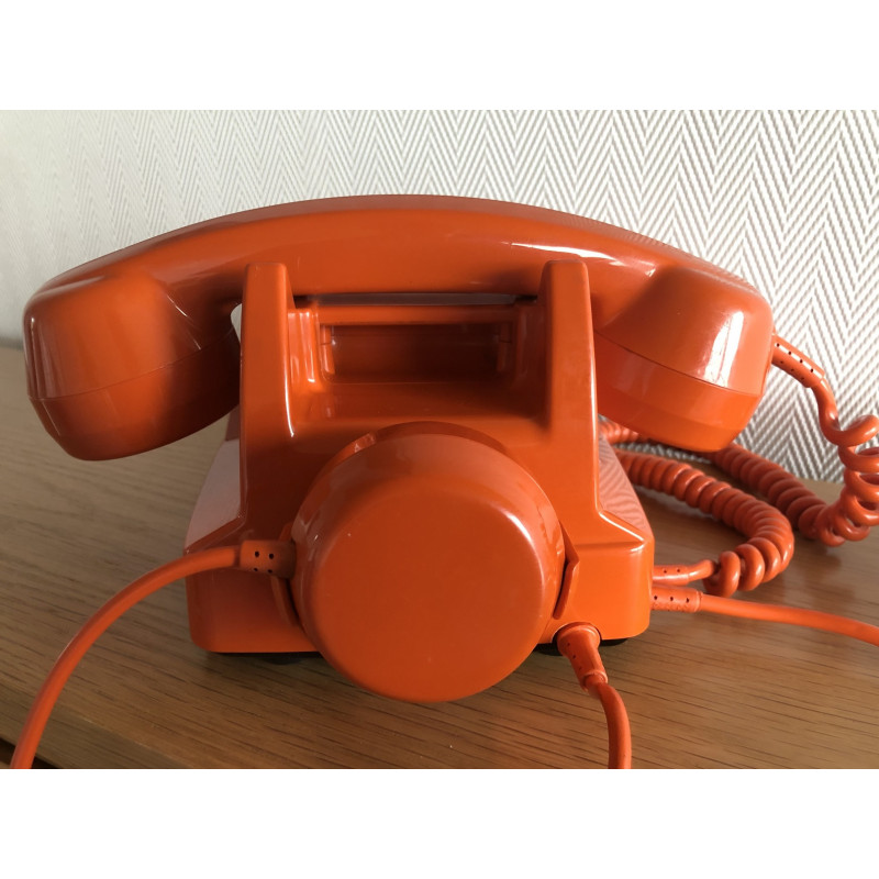 Téléphone vintage Socotel orange à cadran, 1977