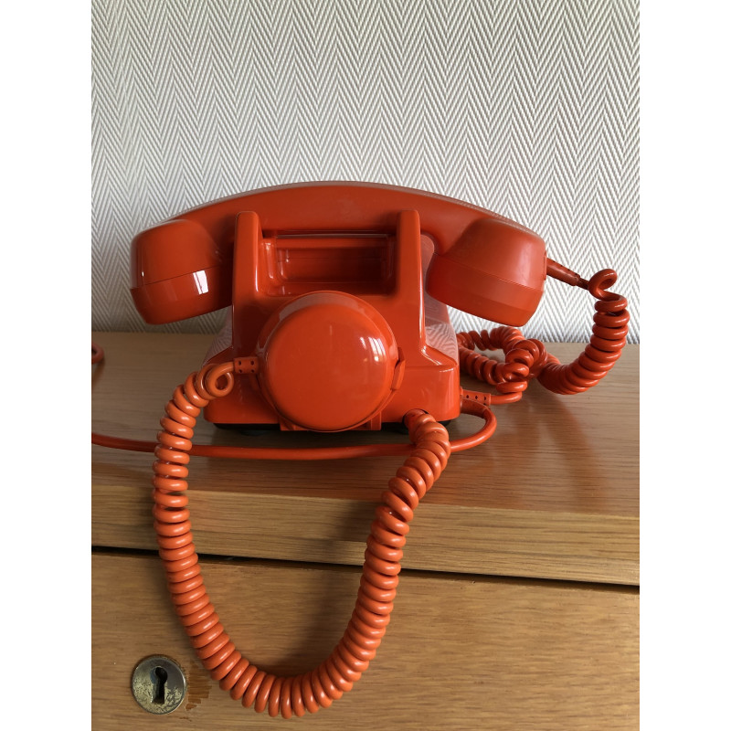 Téléphone vintage Socotel orange à cadran, 1978