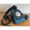 Téléphone vintage Socotel bleu à cadran, 1982