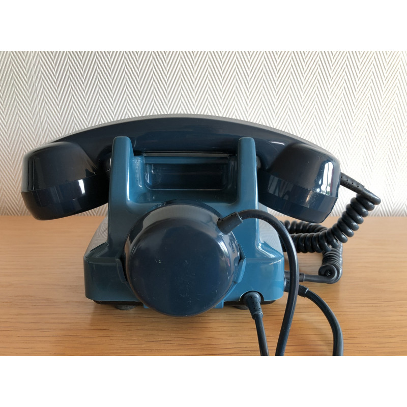 Téléphone vintage Socotel bleu à cadran, 1982