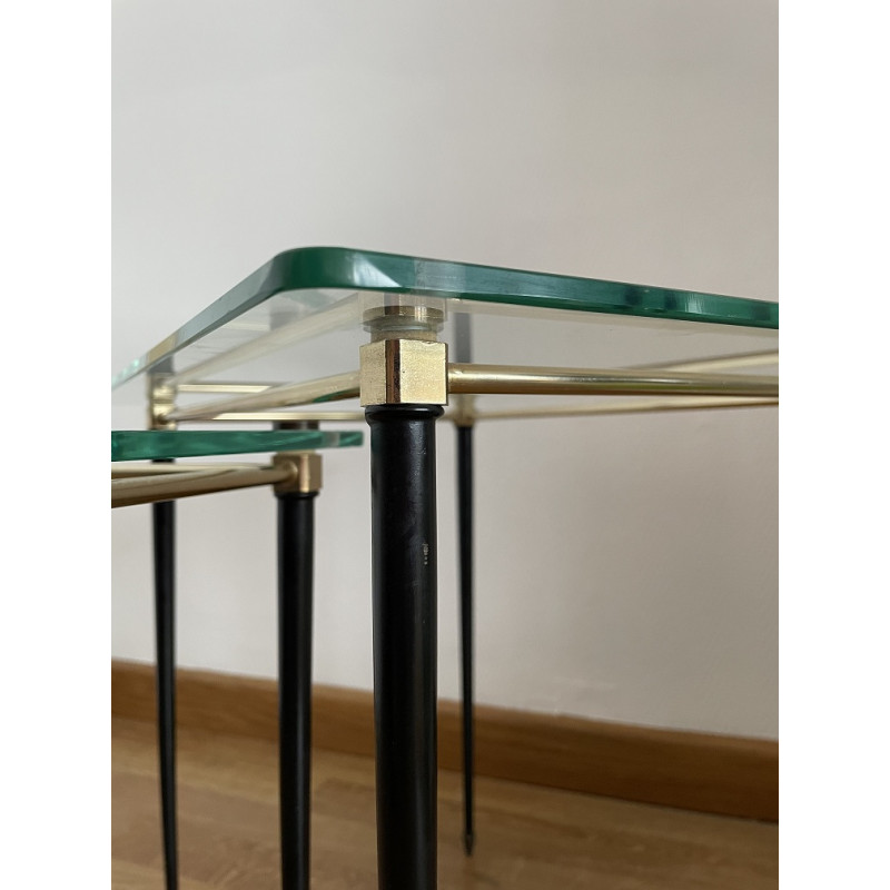 Tables gigognes verre et laiton design 1950