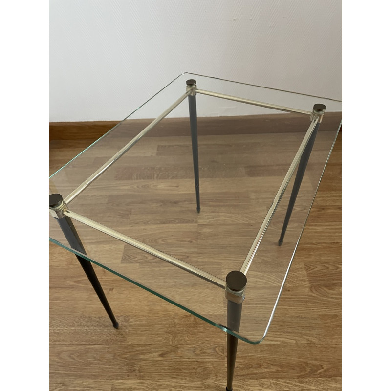 Tables gigognes verre et laiton design 1950