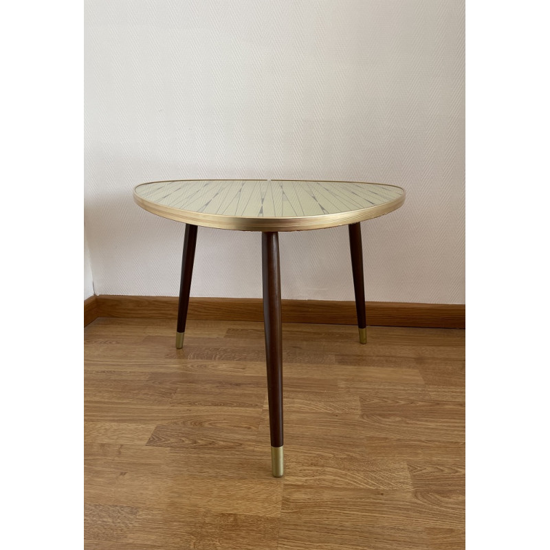 Table basse tripode plateau verre vintage années 60