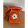 Téléphone vintage Socotel orange à cadran, 1971