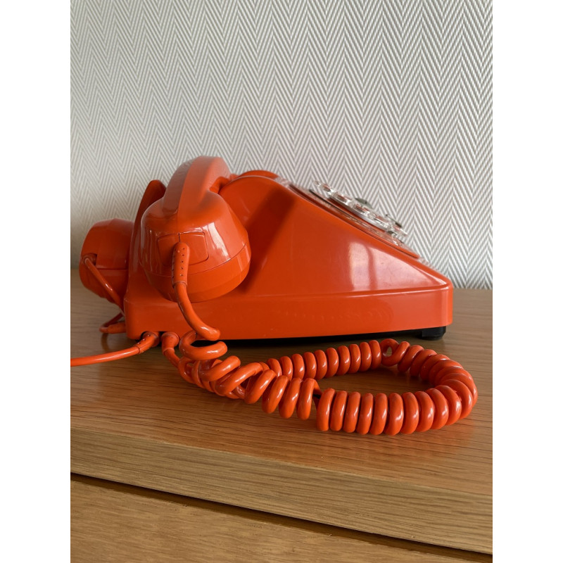 Téléphone vintage Socotel orange à cadran, 1971