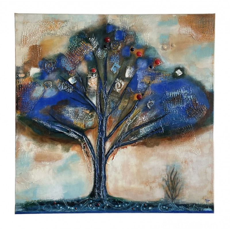 Tableau peinture acrylique « L'arbre bleu »