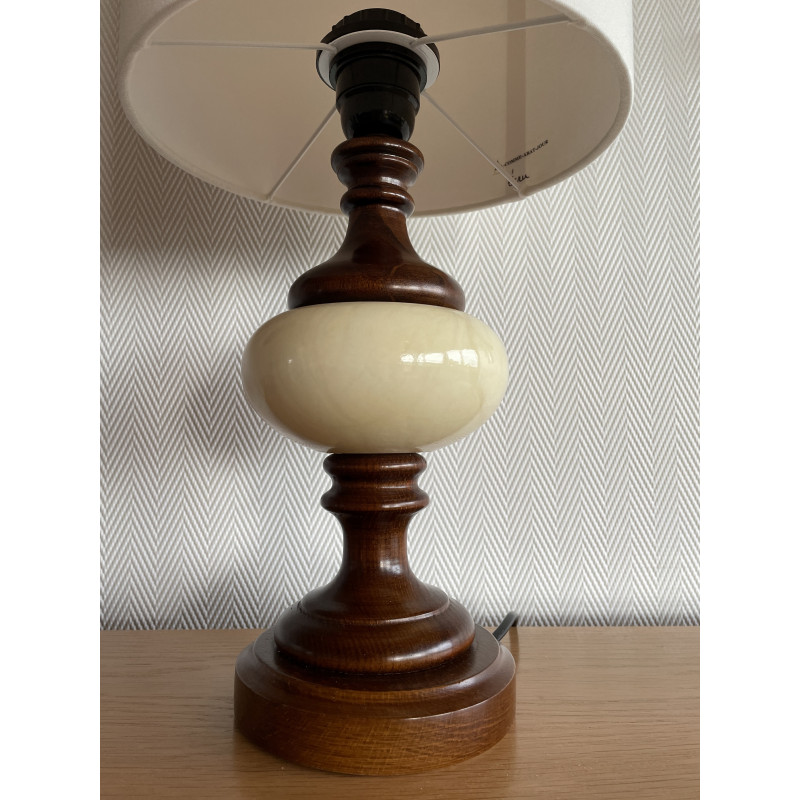 Lampe à poser bois et onyx