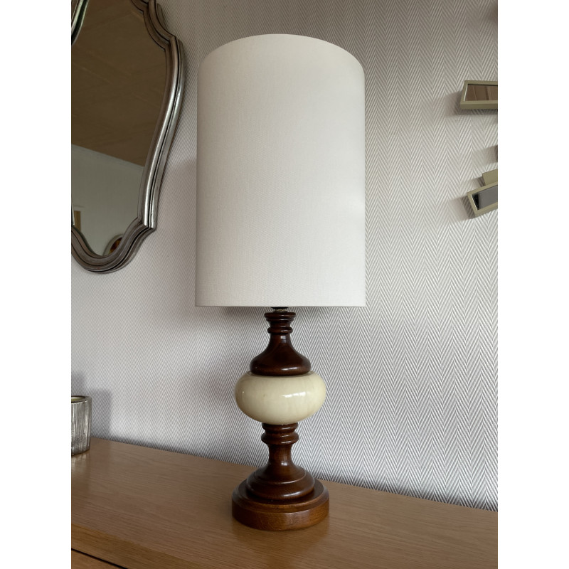 Lampe à poser bois et onyx