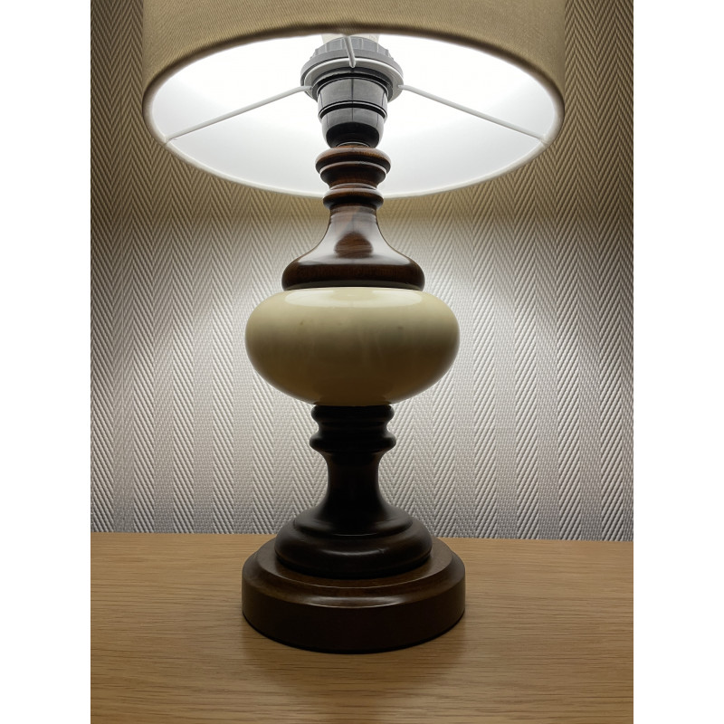 Lampe à poser bois et onyx