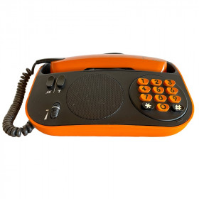Téléphone orange Pop Art vintage TELIC PTT 1975 design F. QUIRIN