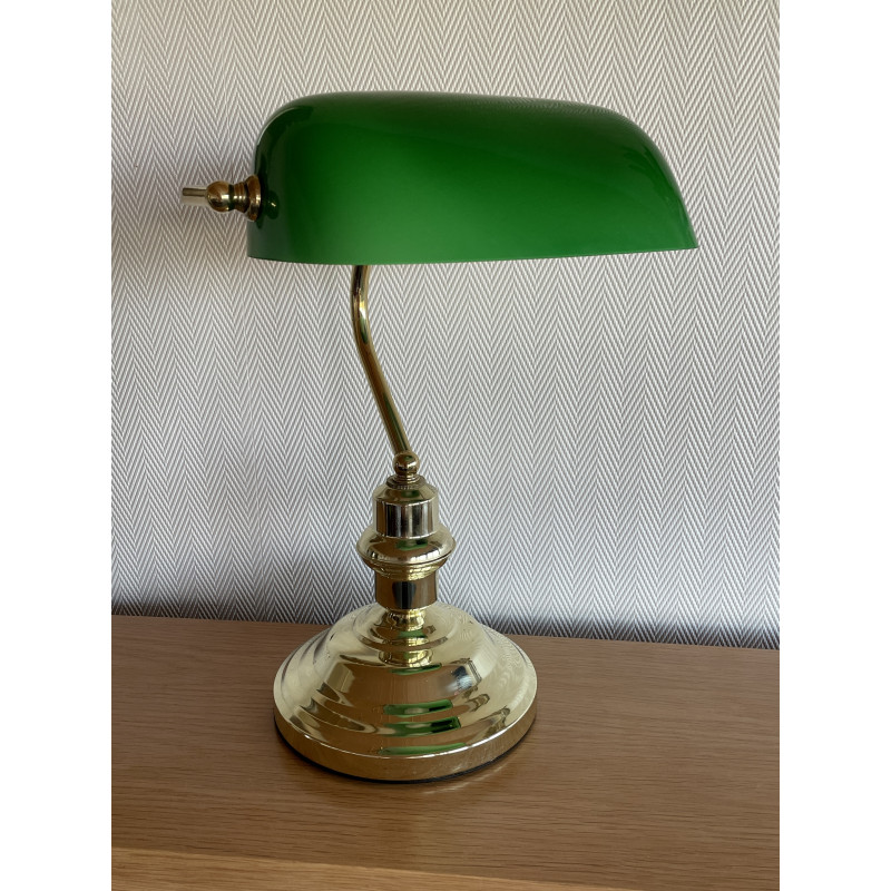 Lampe de banquier opaline verte