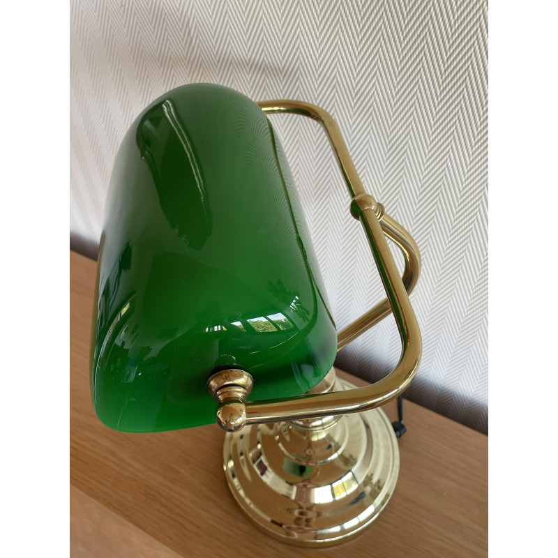 Lampe de banquier opaline verte