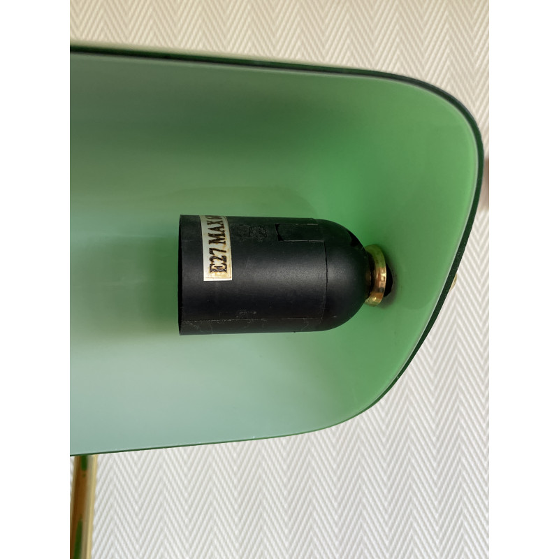 Lampe de banquier opaline verte