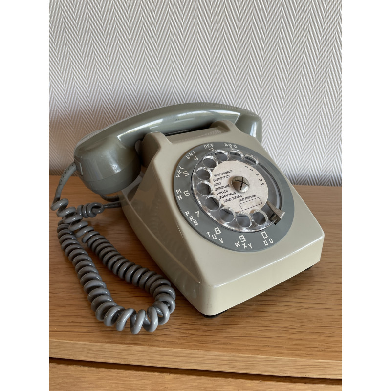 Téléphone Socotel S63 gris à cadran - vintage 1970s