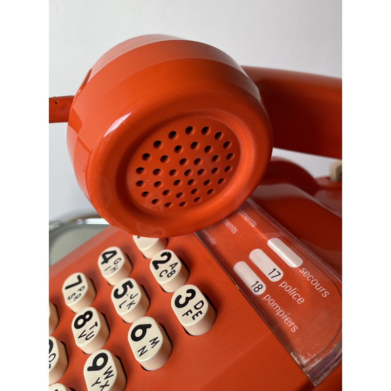 Téléphone Socotel orange à touches des années 80