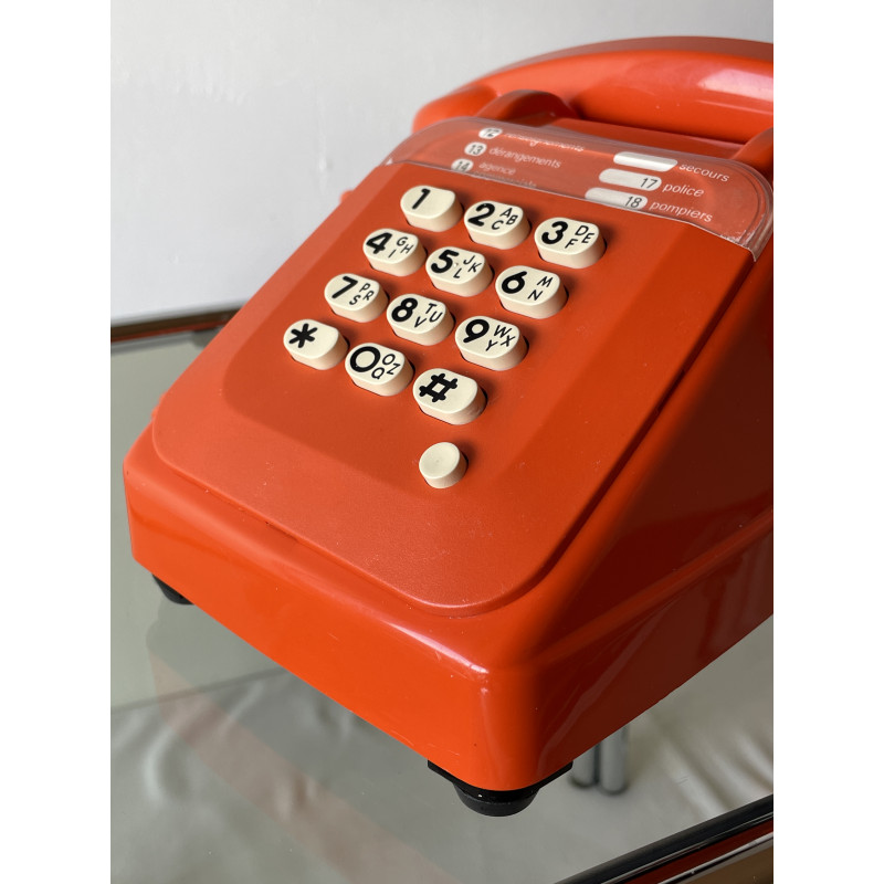 Téléphone Socotel orange à touches des années 80