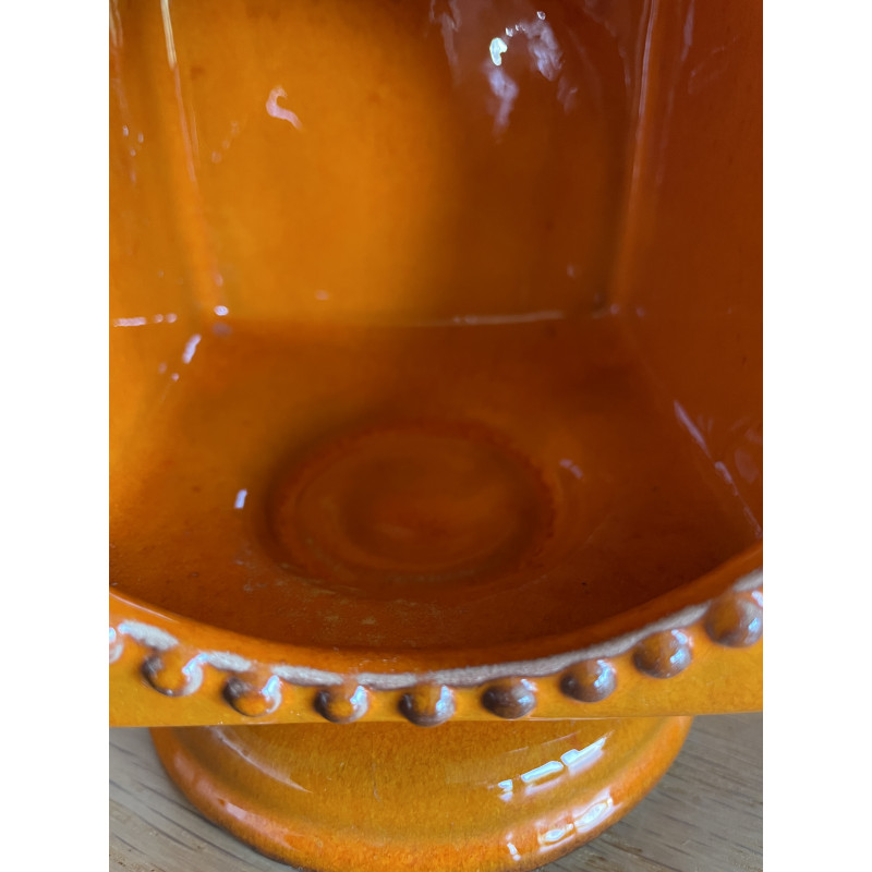 Bougeoirs vintage en céramique orange 70s