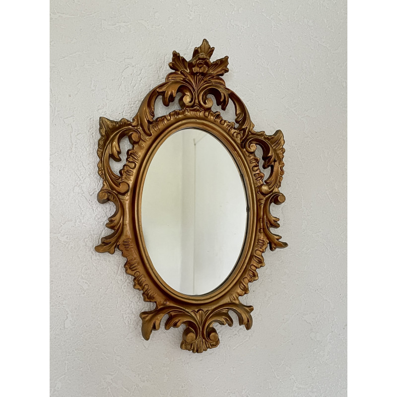 Miroir baroque bois doré 30 x 20 cm