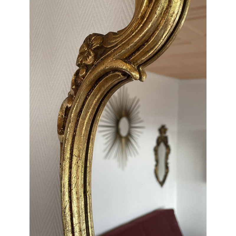 Miroir mural style baroque ancien moulures dorées