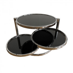 Table basse ronde 3 plateaux en verre