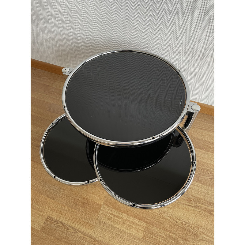 Table basse ronde 3 plateaux en verre