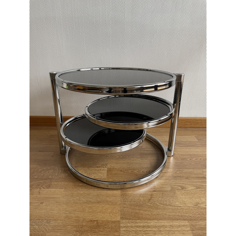 Table basse ronde 3 plateaux en verre