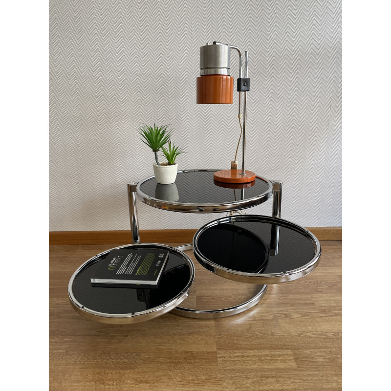 Table basse ronde 3 plateaux en verre