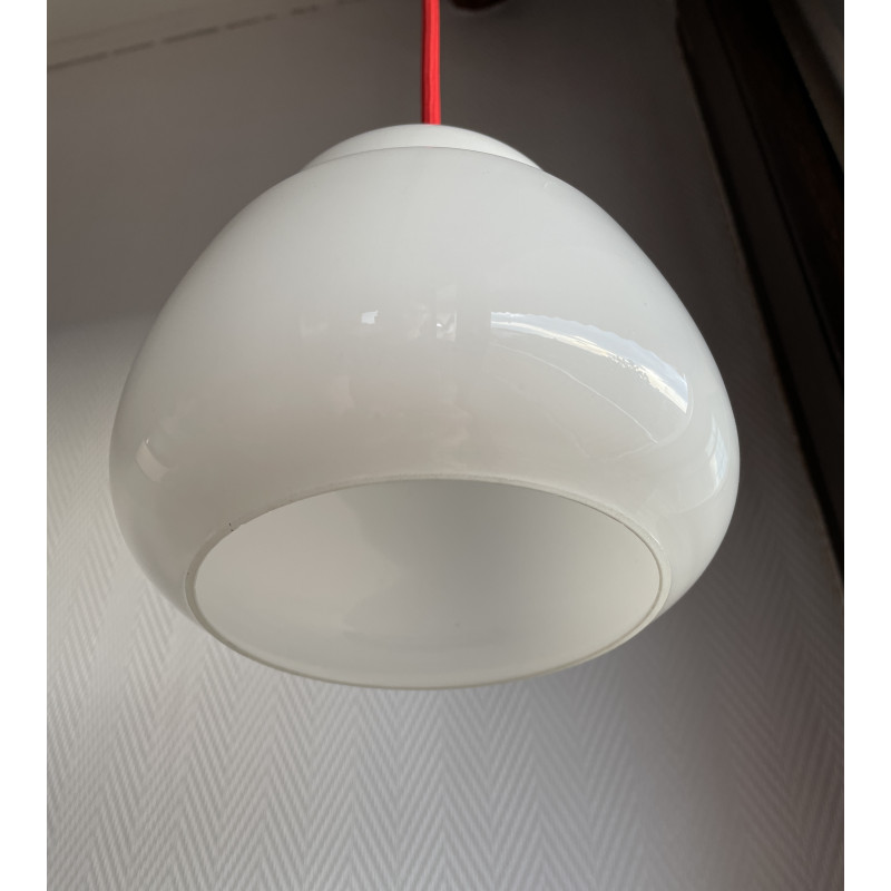 Suspension vintage en opaline blanche