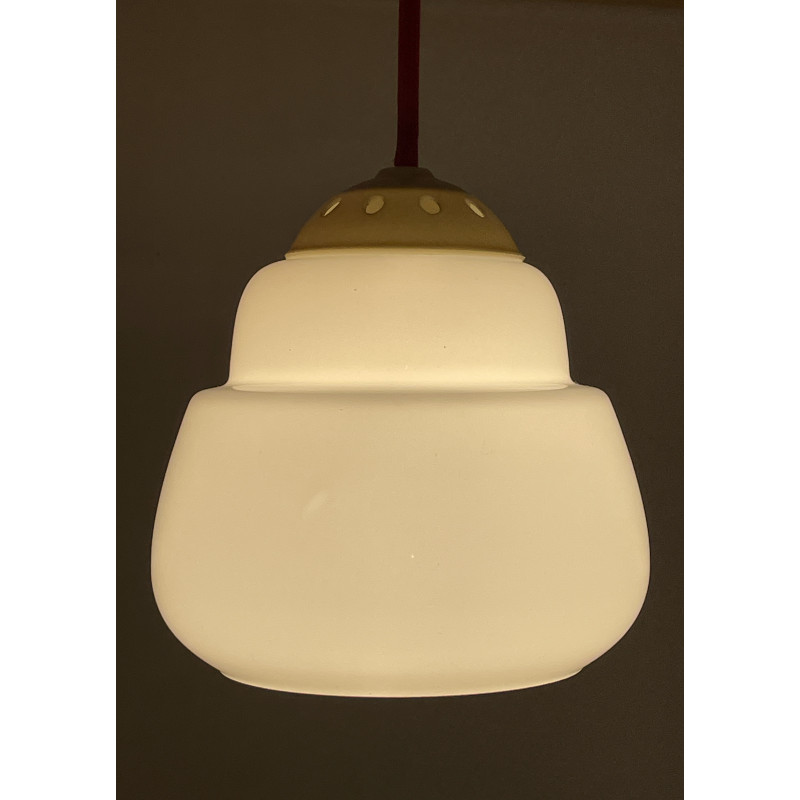 Suspension vintage en opaline blanche