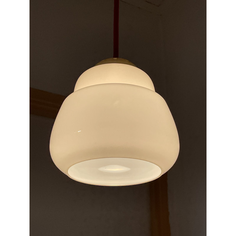 Suspension vintage en opaline blanche