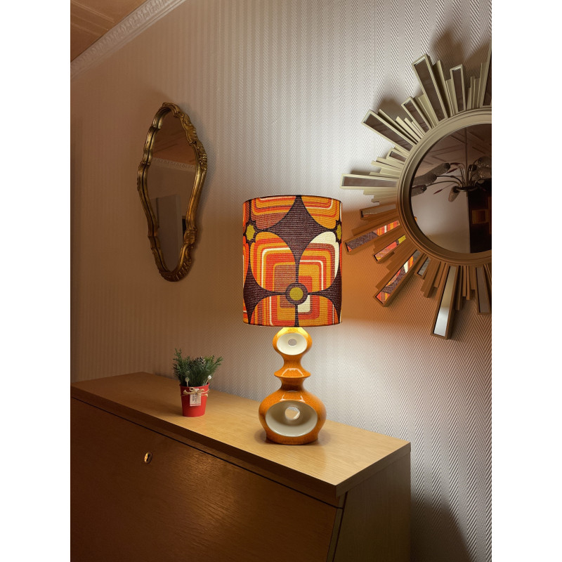 Lampe en céramique orange, 70s