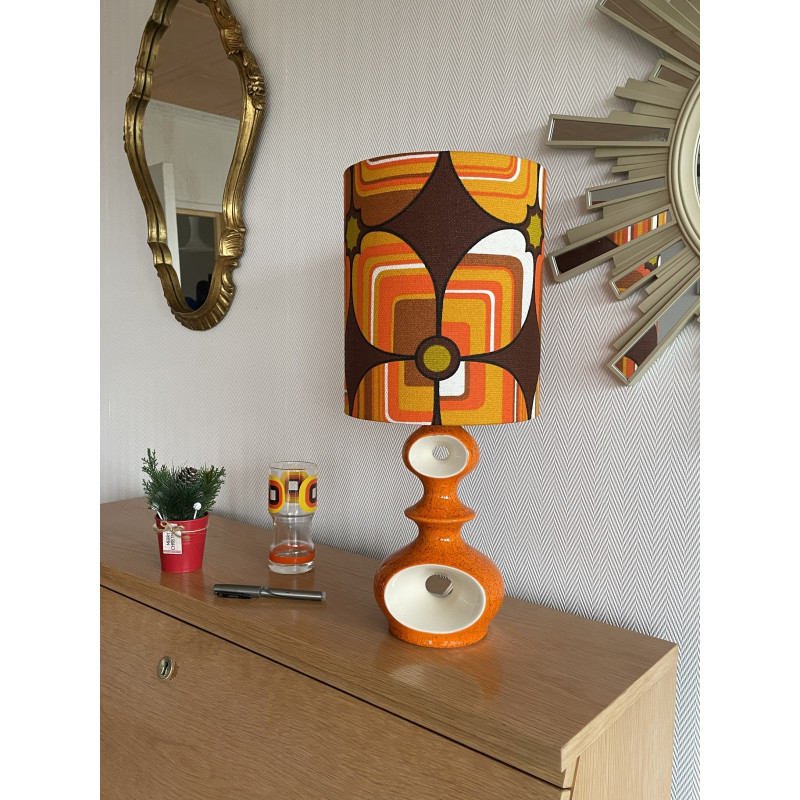 Lampe en céramique orange, 70s