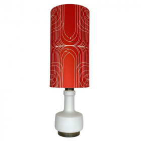 Lampe de meuble en verre opalin blanc et abat-jour « Spiro »