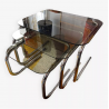 Tables gigognes en verre fumé et métal chromé, vintage 70s