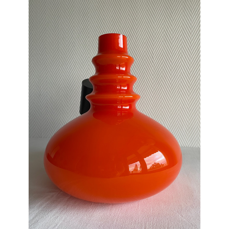 Peill & Putzler plafonnier suspension opaline orange vintage années 60 70