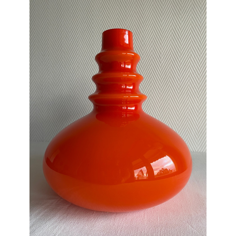 Peill & Putzler plafonnier suspension opaline orange vintage années 60 70