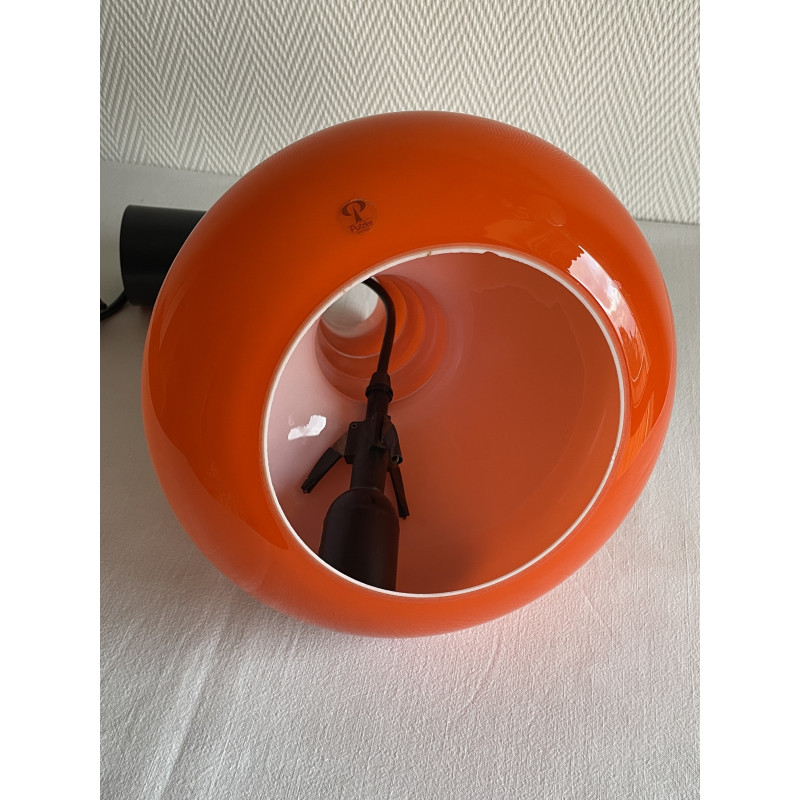 Peill & Putzler plafonnier suspension opaline orange vintage années 60 70