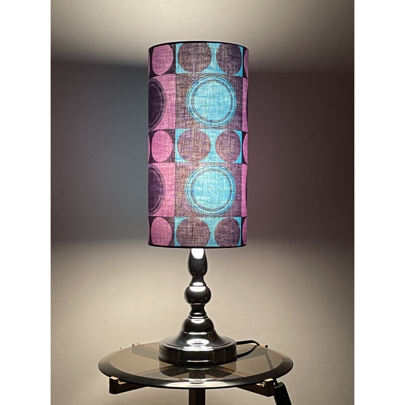 Lampe vintage chromée avec abat-jour tissu 70s