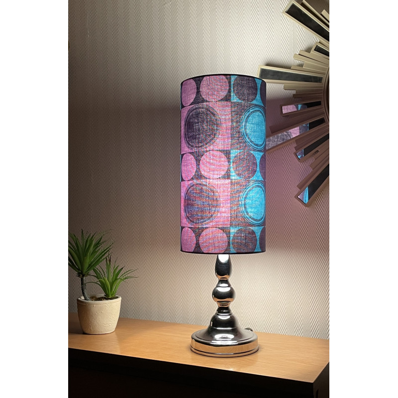 Lampe vintage chromée avec abat-jour tissu 70s