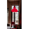 Peill & Putzler ? Lampe suspension vintage en verre rouge  années 60 70