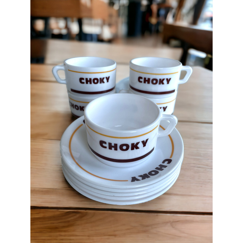 Set de 5 tasses et soucoupes CHOKY - arcopal FRANCE