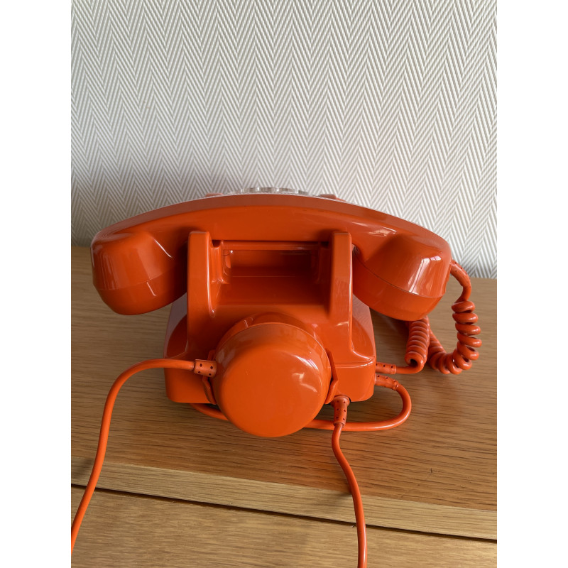 Téléphone vintage Socotel orange à cadran, 1971