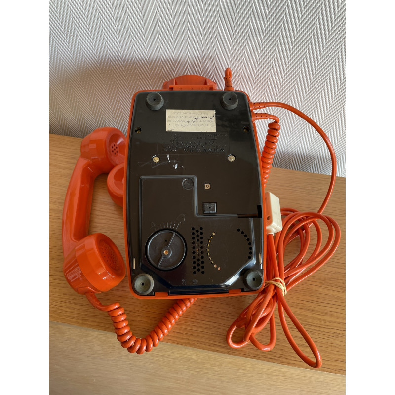 Téléphone vintage Socotel orange à cadran, 1971