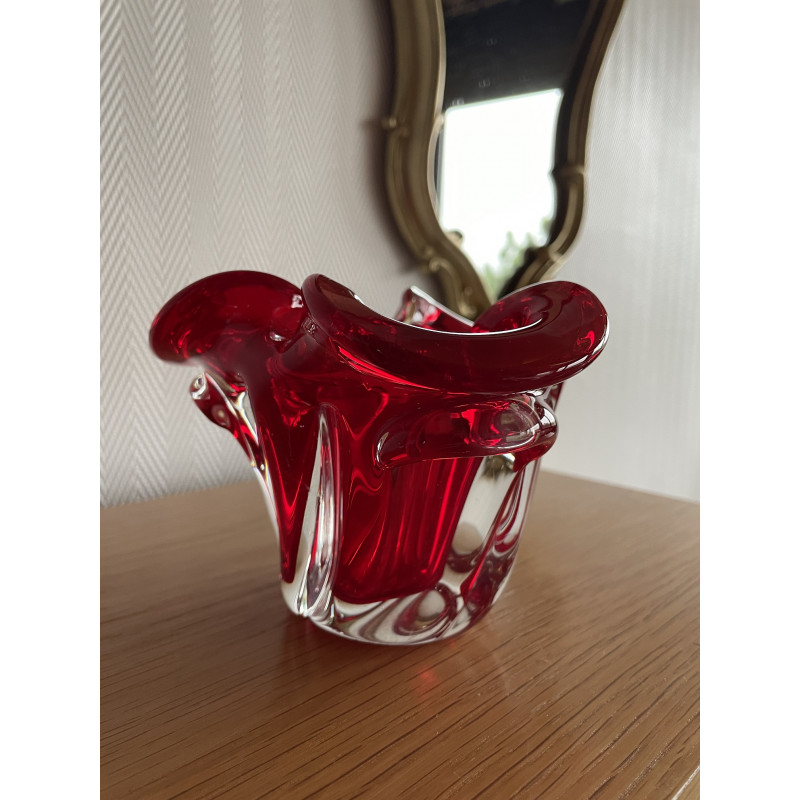 Vide poche rouge en verre de Murano