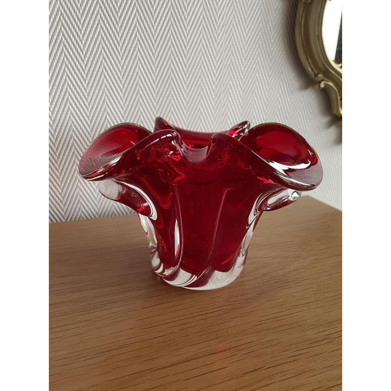 Vide poche rouge en verre de Murano