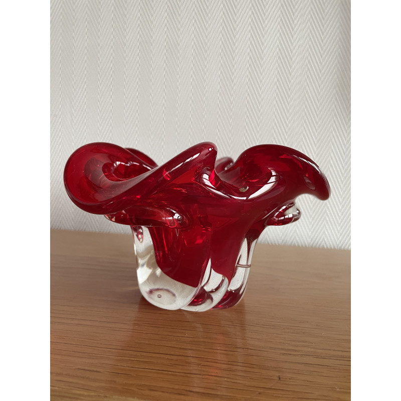 Vide poche rouge en verre de Murano