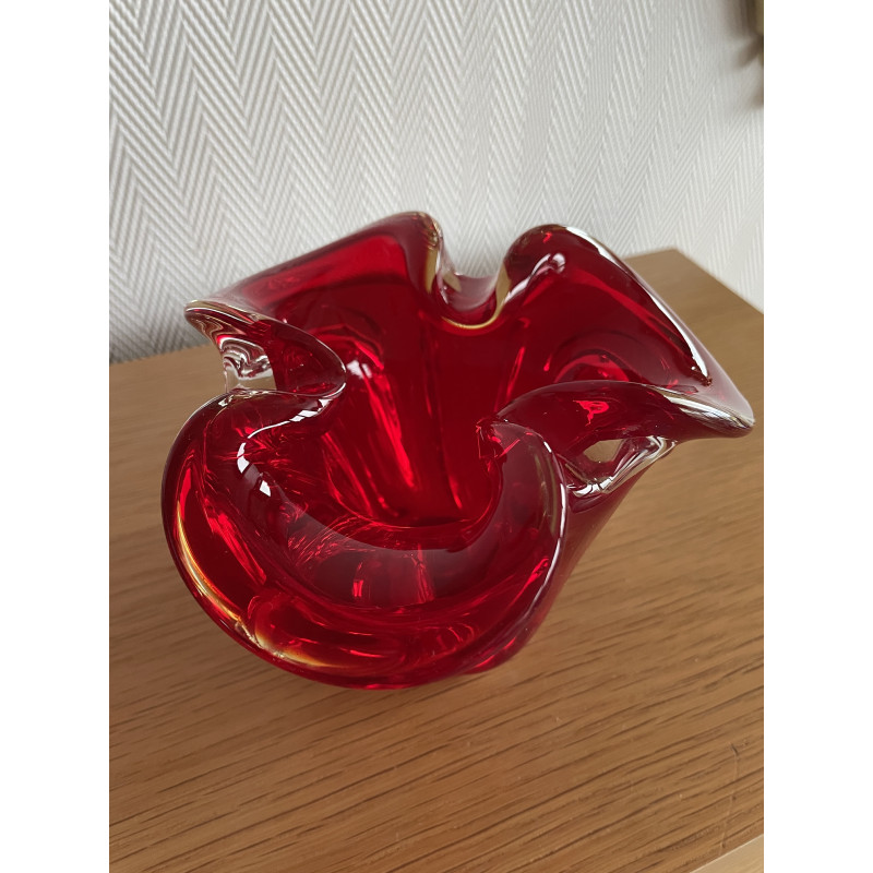 Vide poche rouge en verre de Murano