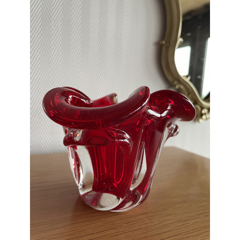 Vide poche rouge en verre de Murano