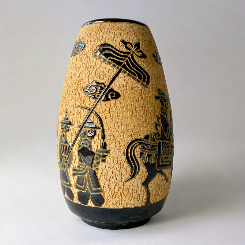 Vase studio d'art céramique vintage Dona Saigon Vietnam années 1970